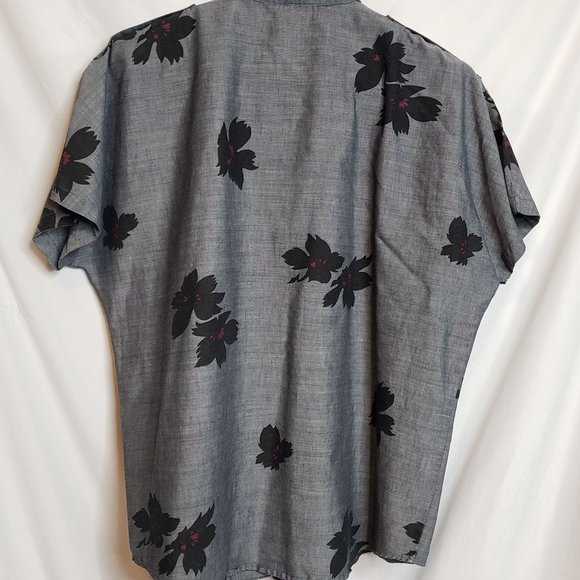 Vintage Blouse Tess Paris Milano Made In Hong Kong Tag Size 8 Black Flowers - Picture 8 of 8